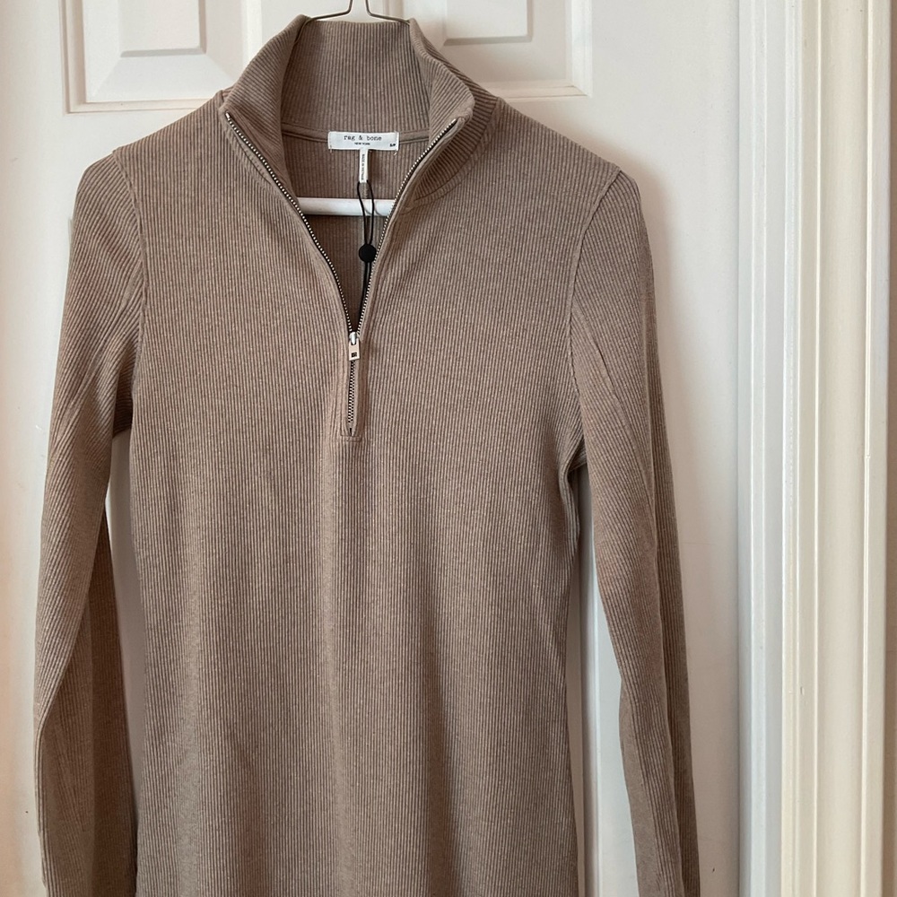 NWOT $275 Rag & Bone Laila Zip Dress In Camel Heather Size: S - Picture 7 of 14